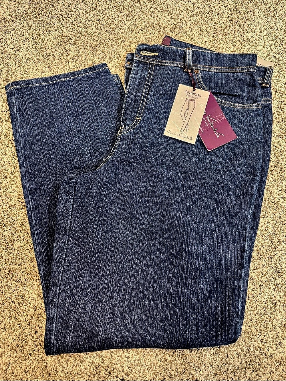 Gloria Vanderbilt Amanda Classic Fit Straight Jeans Blue Size 16P NWT